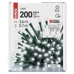 EMOS LED karácsonyi jégcsapok 3.6m IP44 programokkal hidegfehér (D4CC01)
