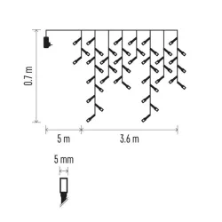 EMOS LED karácsonyi jégcsapok 3.6m IP44 programokkal hidegfehér (D4CC01)