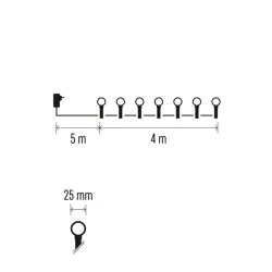 EMOS LED fényfüzér cseresznye golyók 2,5cm 4m kültéri és beltéri időzítős hidegfehér (D5AC01)