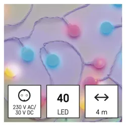 EMOS LED fényfüzér cseresznye golyók 2,5cm 4m kültéri és beltéri időzítős többszínű (D5AM01)