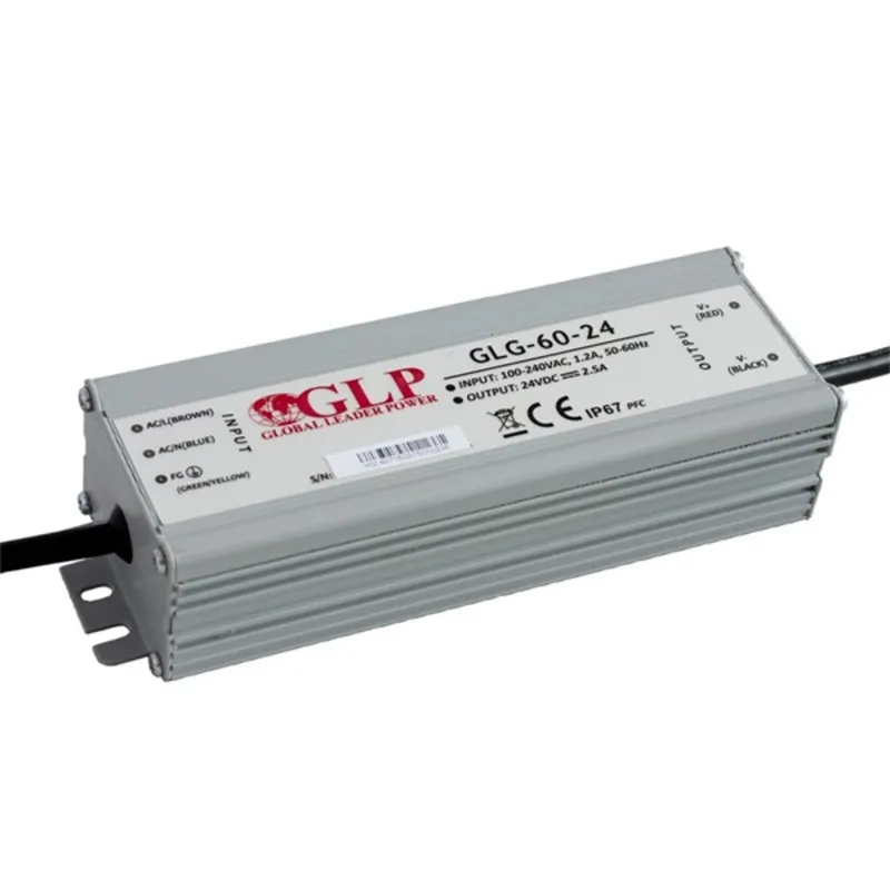 GLP GLG-60-24 60W 24V 2.5A IP65 PFC szűrős LED tápegység GLP GLG-60-24 60W 24V 2.5A IP65 PFC szűrős LED tápegység