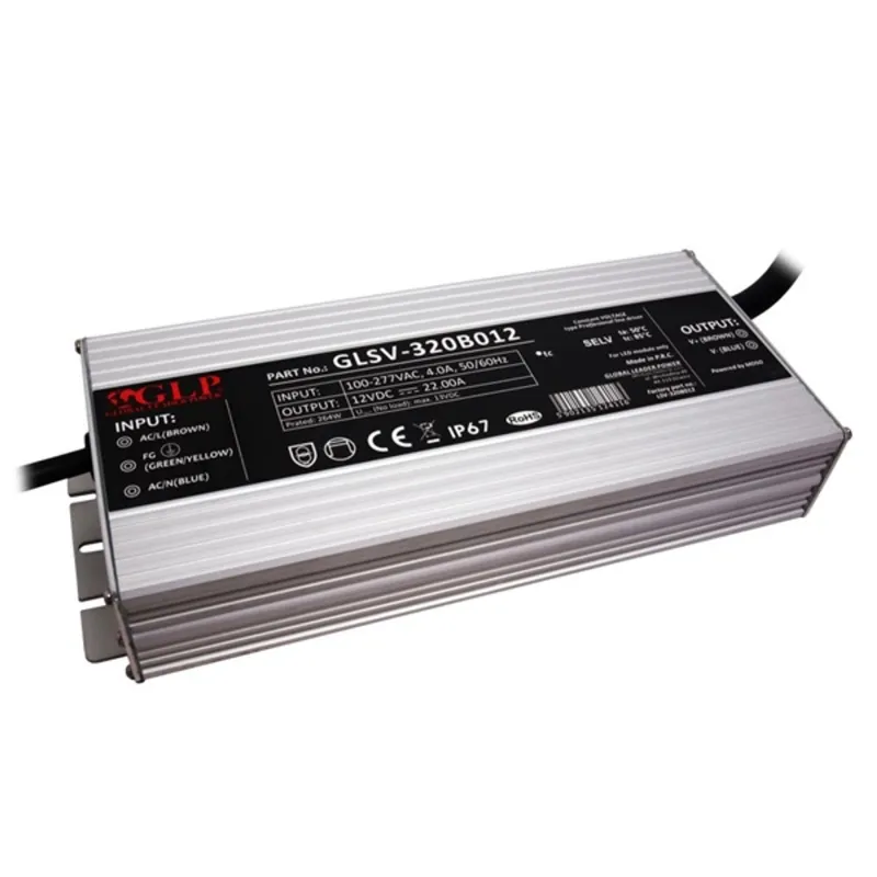 GLP GLSV-320B012 12V/21.66A 264W IP67 LED tápegység GLP GLSV-320B012 12V/21.66A 264W IP67 LED tápegység