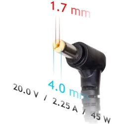 Akyga 20V / 2.25A 45W 4.0x1.7mm LENOVO notebook töltő adapter - AK-ND-50