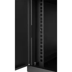 Stalflex RC19-6U-450GB 19" 6U 450 mm mély lapraszerelt fekete üveg ajtós fali rack szekrény