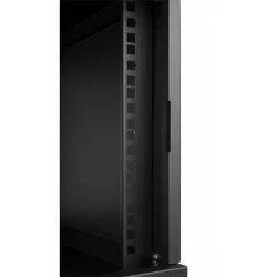 Stalflex RC19-6U-450GB 19" 6U 450 mm mély lapraszerelt fekete üveg ajtós fali rack szekrény