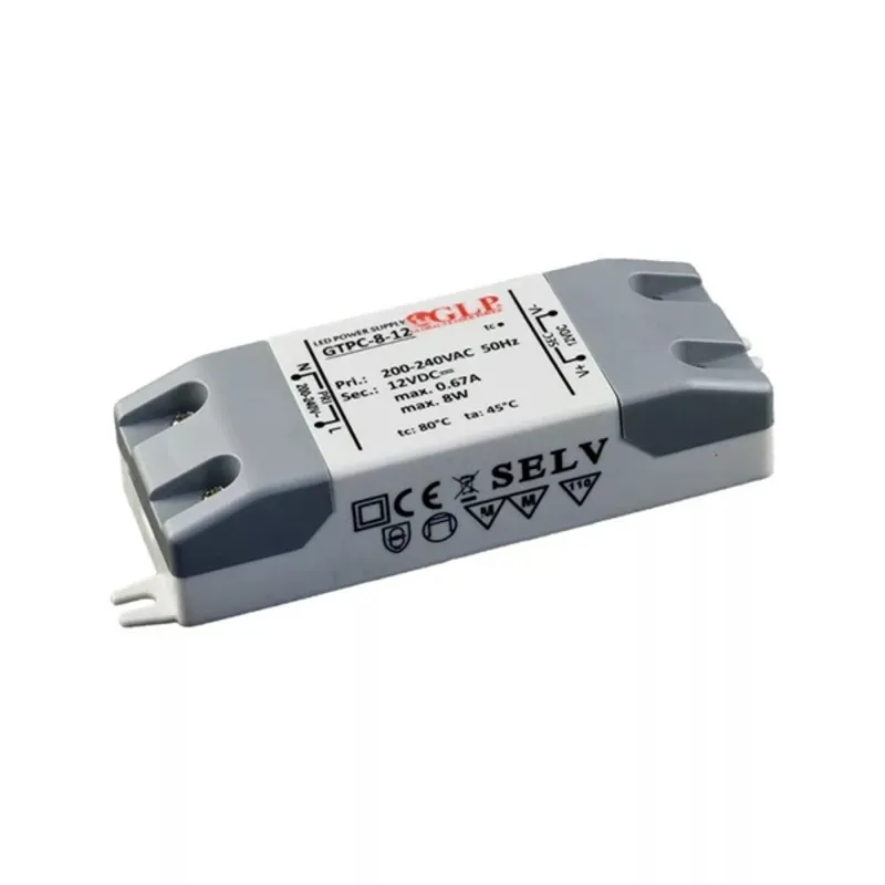 GLP GTPC-8-12 12V/0,67A 8W IP20 LED tápegység GLP GTPC-8-12 12V/0,67A 8W IP20 LED tápegység
