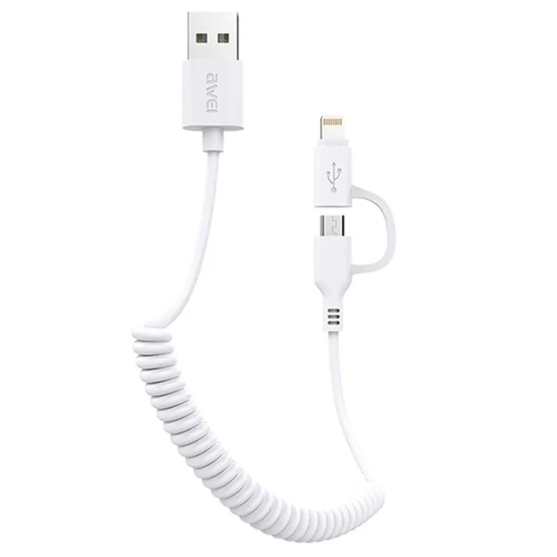 AWEI CL-53 2 in 1 USB - micro USB/Lightning cable 1m White AWEI CL-53 2 in 1 USB - micro USB/Lightning cable 1m White