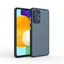 Cellect Samsung Galaxy A42 5G áttetsző tok kék kerettel, zöld gombokkal (CEL-MATT-A42-5GBLG)