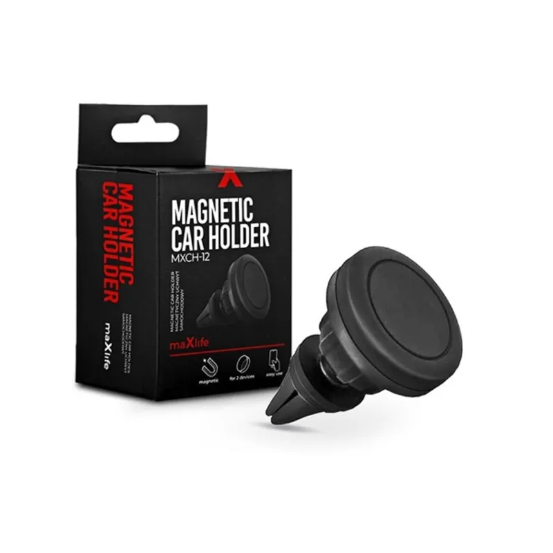 Maxlife TF-0051 univerzális szellőzőrácsba illeszthető mágneses fekete autós telefon tartó Maxlife TF-0051 univerzális szellőzőrácsba illeszthető mágneses fekete autós telefon tartó