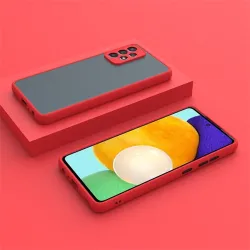 Cellect Samsung Galaxy A42 5G áttetsző tok piros kerettel, fekete gombokkal (CEL-MATT-A42-5GRBK)