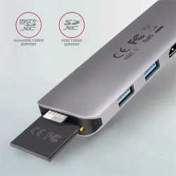 AXAGON HMC-5 Superspeed USB-C Speedster 5H HUB Silver