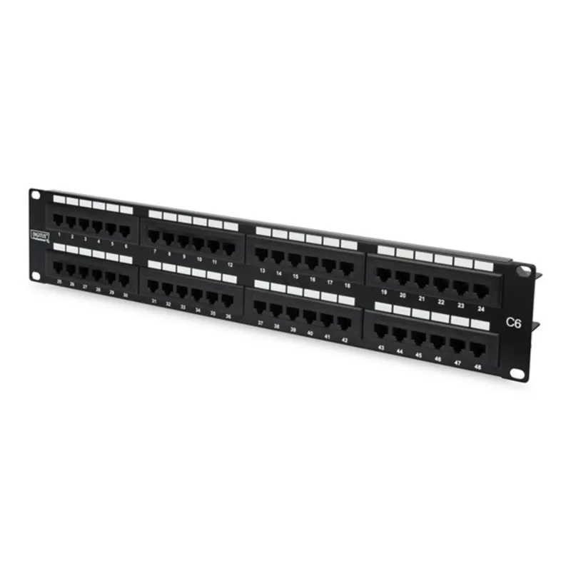 Digitus DN-91648U patch panel 48 port 2U 19" CAT6 fekete Digitus DN-91648U patch panel 48 port 2U 19" CAT6 fekete