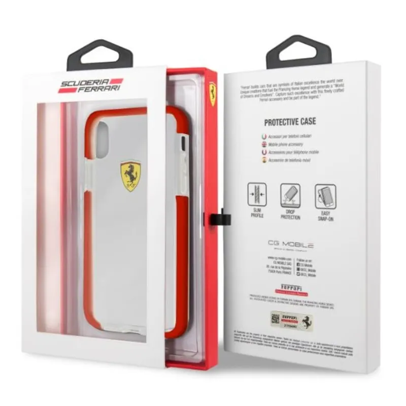 Ferrari iPhone X fényes, átlátszó kemény piros tok Ferrari iPhone X fényes, átlátszó kemény piros tok