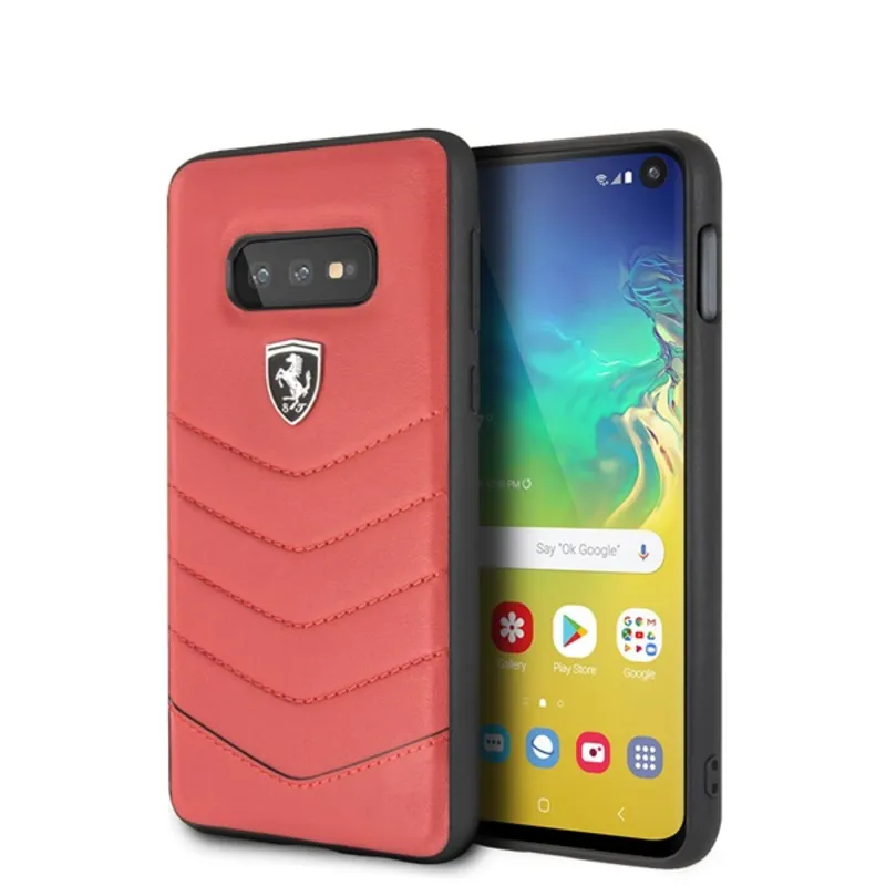 Ferrari Heritage Samsung S10 Lite tűzdelt bőr kemény piros tok Ferrari Heritage Samsung S10 Lite tűzdelt bőr kemény piros tok