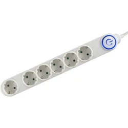 Home NV 06TK-5/WH/1,5 6 aljzat 5méter 3x1,5 mm2 fehér lábkapcsolós elosztó