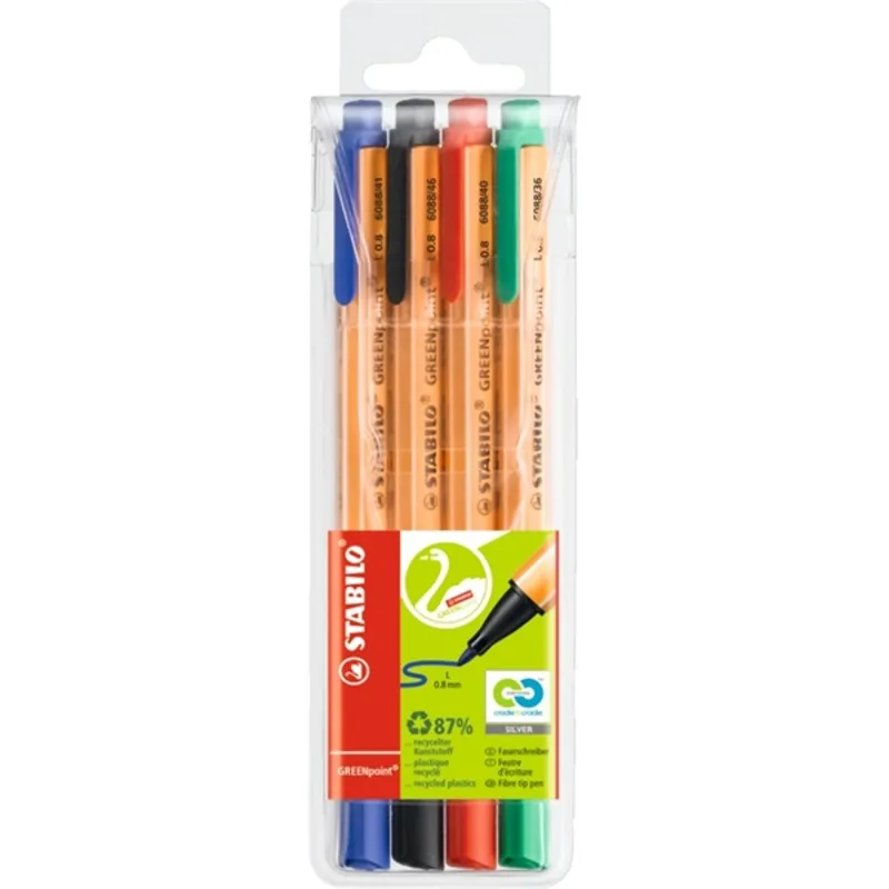 Stabilo Greenpoint 4db-os vegyes színű filctoll készlet Stabilo Greenpoint 4db-os vegyes színű filctoll készlet