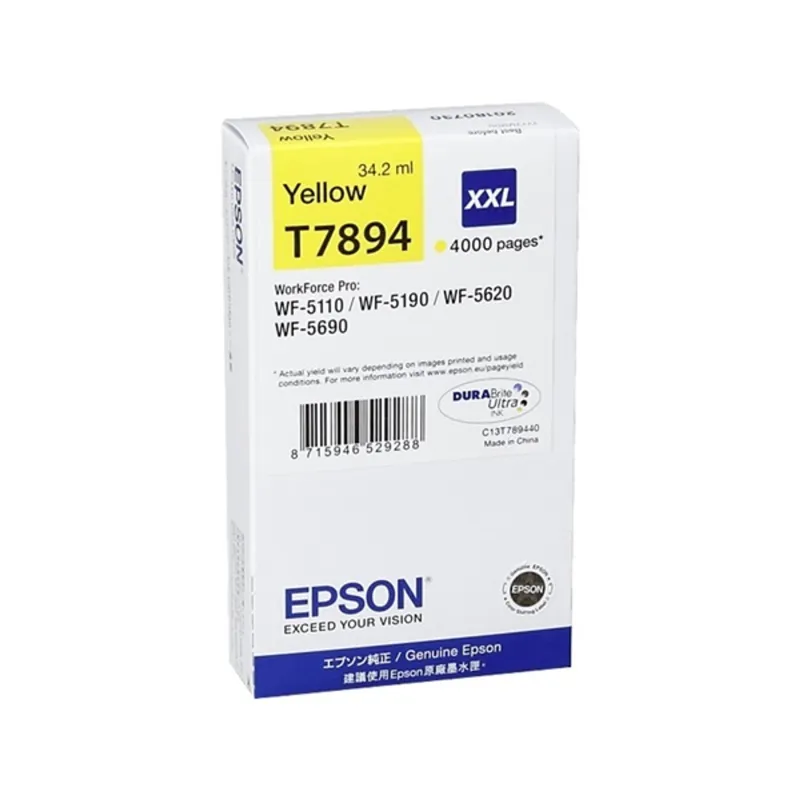 Epson sárga tintapatron, XXL, T7894, WF-5000 sorozathoz, 4.000 oldal Epson sárga tintapatron, XXL, T7894, WF-5000 sorozathoz, 4.000 oldal