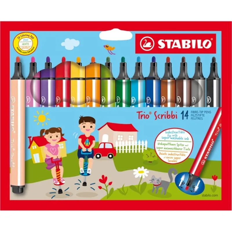 Stabilo Trio Scribbi 14db-os vegyes színű filctoll készlet Stabilo Trio Scribbi 14db-os vegyes színű filctoll készlet