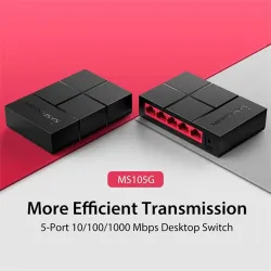 Mercusys MS105G 5 Portos Gigabit Switch fekete-piros