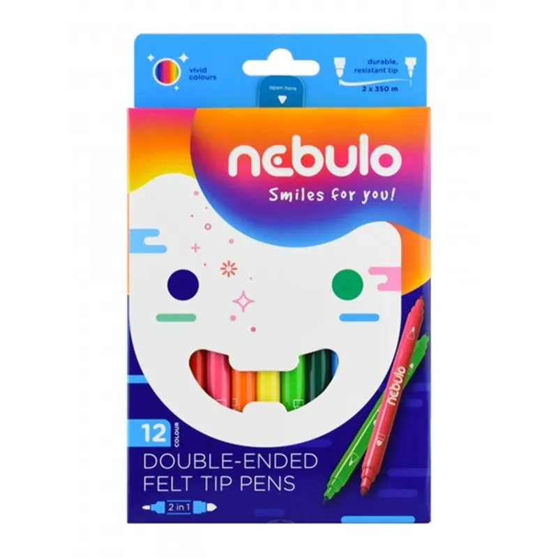 Nebuló Kétvégű filctoll 12db-os szett (NFT-2X-12) Nebuló Kétvégű filctoll 12db-os szett (NFT-2X-12)