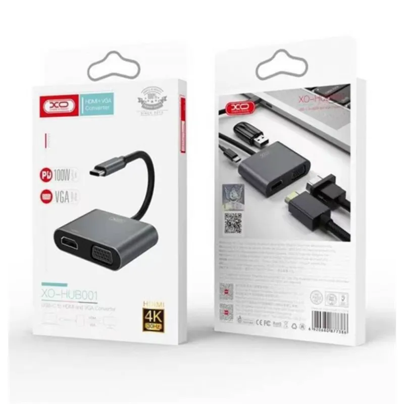 XO Type-C/USB/HDMI HUB ezüst (XOP-HUB001-TYPEC-SV) XO Type-C/USB/HDMI HUB ezüst (XOP-HUB001-TYPEC-SV)