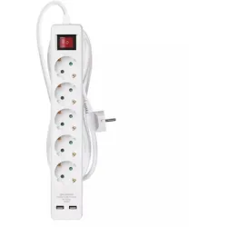 EMOS P1523RU 5 aljzat 3méter 1,5mm2 USB csatlakozós kapcsolós fehér hosszabbító
