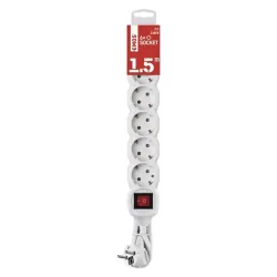 EMOS P1621R 6 aljzat 1,5méter 1,5mm2 kapcsolós hosszabbító