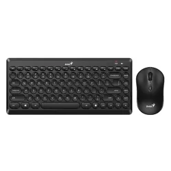 Genius Billentyűzet/Egér Kit - Luxemate Q8000 (Vezeték mélküli, USB, vékony, halk, kis méretű, fekete)