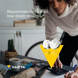 LR44 gombelem, alkáli mangán, 1,5V, 125 mAh, 2 db, Varta AG13, V13GA, G13A, 13GA, PX76A, PX675A, 157, L1154