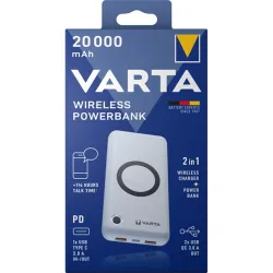 Varta Power Bank + vezeték nélküli töltő 20000mAh fehér (57909101111)