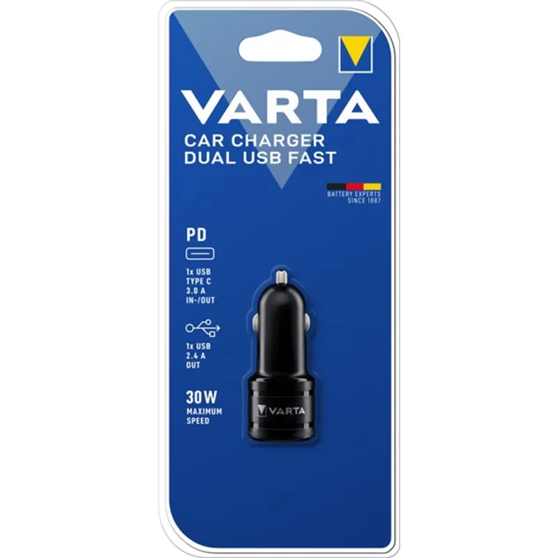 Varta 57932101401 Car Charger Dual USB Fast 1xUSB/1xUSB-C autós töltő Varta 57932101401 Car Charger Dual USB Fast 1xUSB/1xUSB-C autós töltő