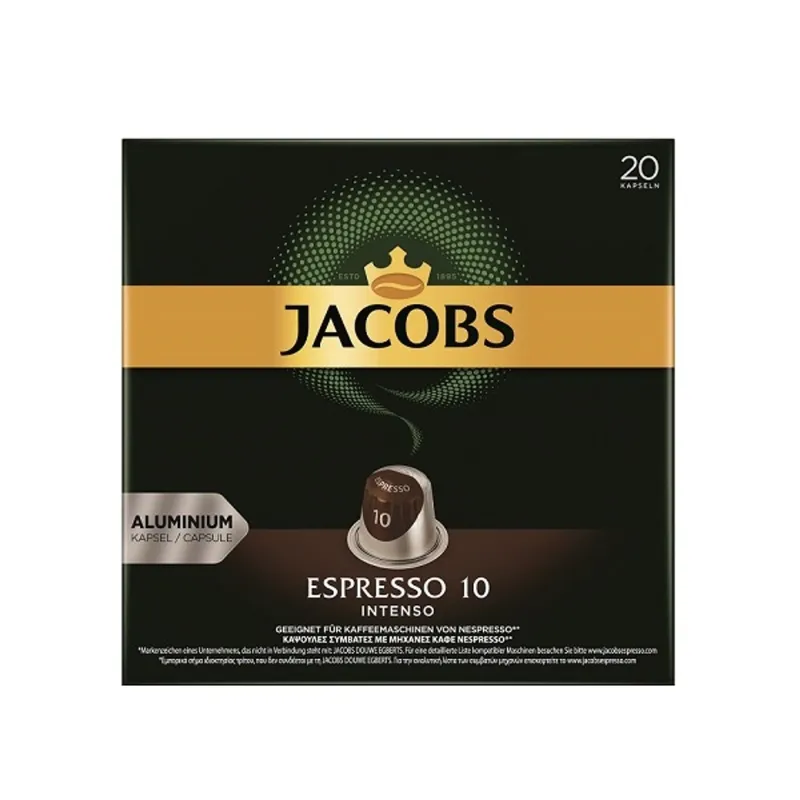 Douwe Egberts Jacobs Espresso Intenso Nespresso kompatibilis 20 db kávékapszula Douwe Egberts Jacobs Espresso Intenso Nespresso kompatibilis 20 db kávékapszula