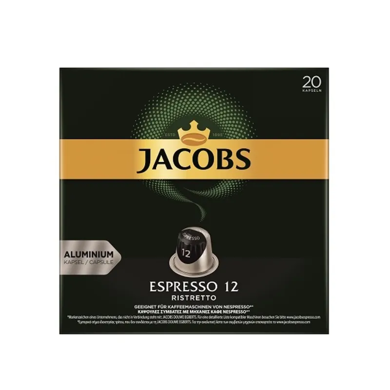 Douwe Egberts Jacobs Espresso Ristretto Nespresso kompatibilis 20 db kávékapszula Douwe Egberts Jacobs Espresso Ristretto Nespresso kompatibilis 20 db kávékapszula