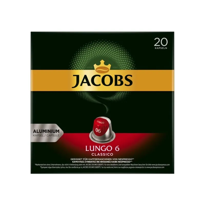 Douwe Egberts Jacobs Lungo Classico Nespresso kompatibilis 20 db kávékapszula Douwe Egberts Jacobs Lungo Classico Nespresso kompatibilis 20 db kávékapszula