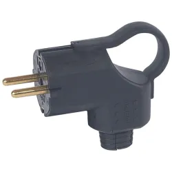 Legrand 050252 oldalsó bekötésű kihúzóval fekete földelt csatlakozódugó