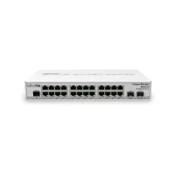 MikroTik 24xGbit port asztali switch, 2xSFP+ foglalat, dual-boot OS