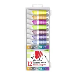 ICO "Süni" tempera készlet metál és neon színek 12 darabos (7270143001)