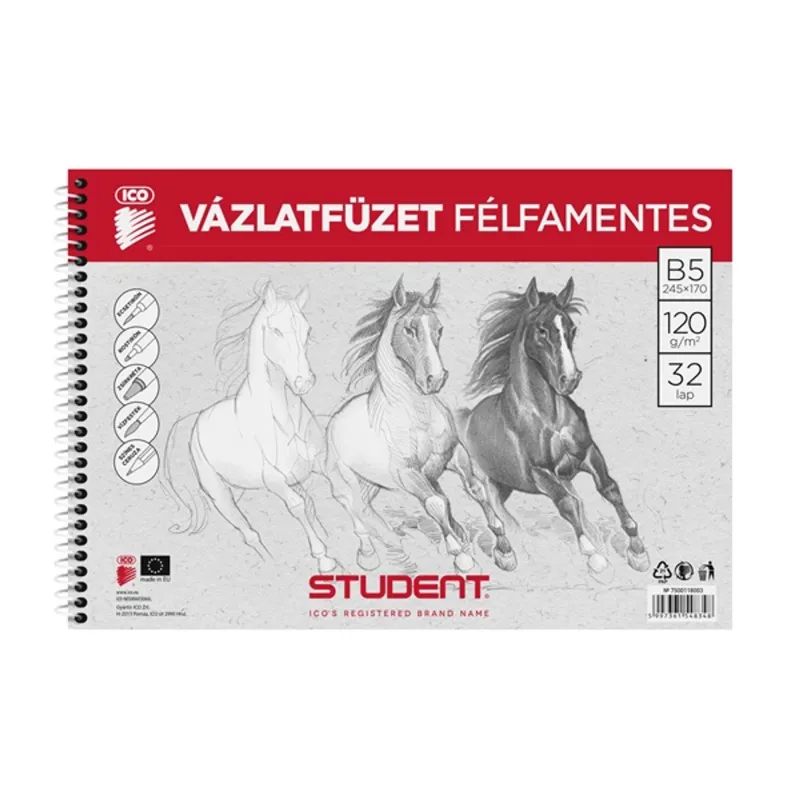 ICO Student B5 félfamentes vázlatfüzet ICO Student B5 félfamentes vázlatfüzet