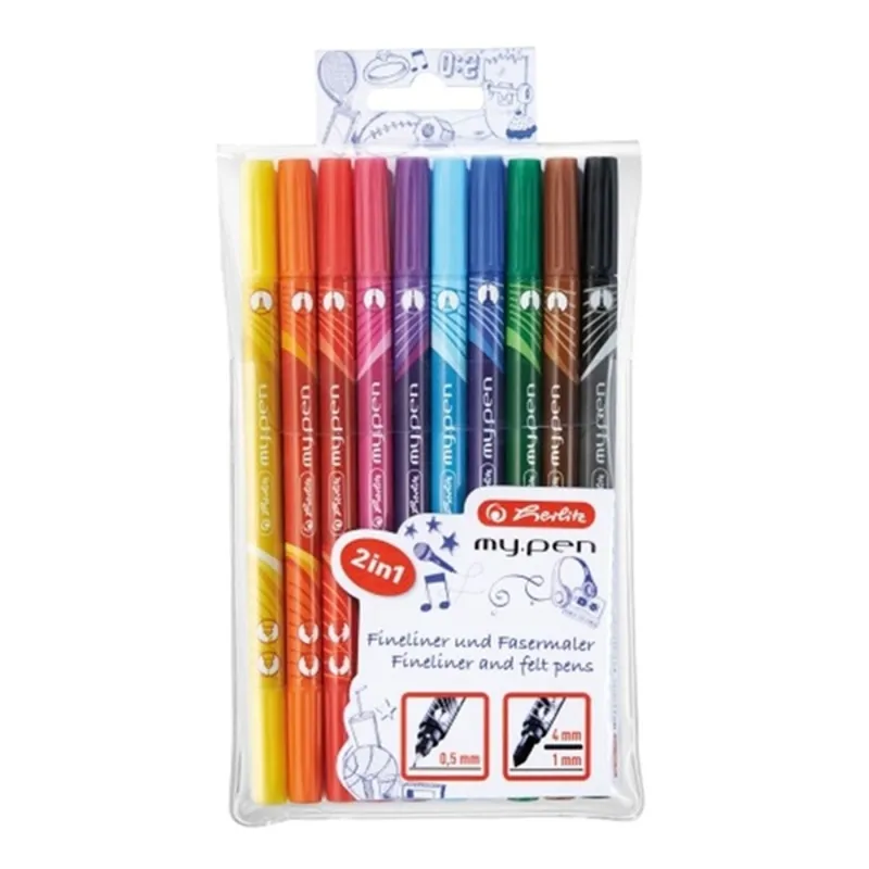 Herlitz my.pen kétvégű 10db-os vegyes színű filctoll készlet Herlitz my.pen kétvégű 10db-os vegyes színű filctoll készlet