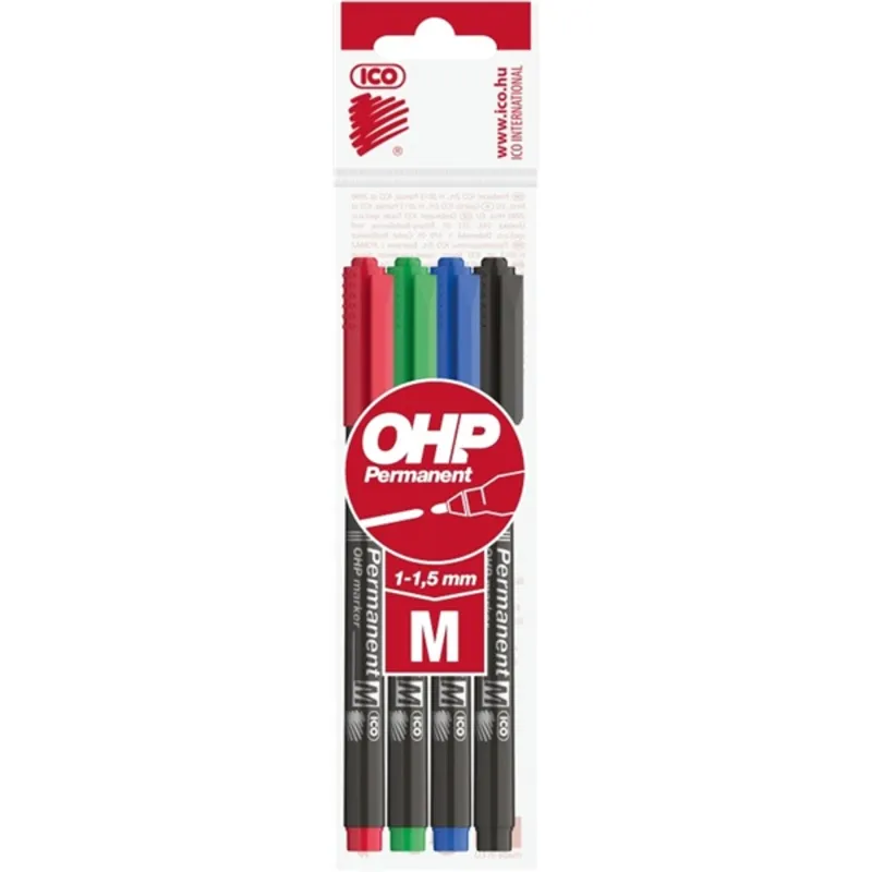 ICO OHP M 4db-os vegyes színű 1-1,5mm permanent marker ICO OHP M 4db-os vegyes színű 1-1,5mm permanent marker