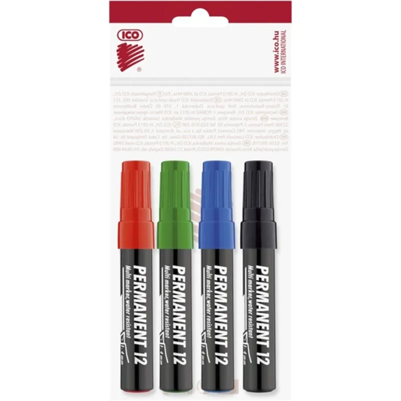 ICO Permanent 12 4db-os vegyes színes marker ICO Permanent 12 4db-os vegyes színes marker