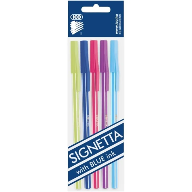 ICO Signetta Mix 0,7mm kék tinta 5db színes golyósirón ICO Signetta Mix 0,7mm kék tinta 5db színes golyósirón