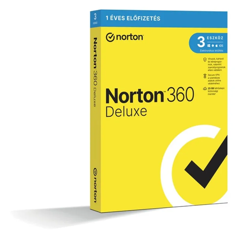 Norton 360 Deluxe 25GB HUN 1 Felhasználó 3 gép 1 éves dobozos vírusirtó szoftver Norton 360 Deluxe 25GB HUN 1 Felhasználó 3 gép 1 éves dobozos vírusirtó szoftver