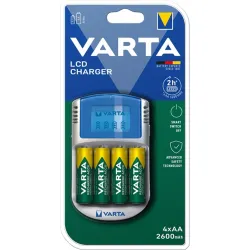 Varta LCD akku töltő + AA 2600 mAh 4db akkuval  + 12V + USB (57070201451)