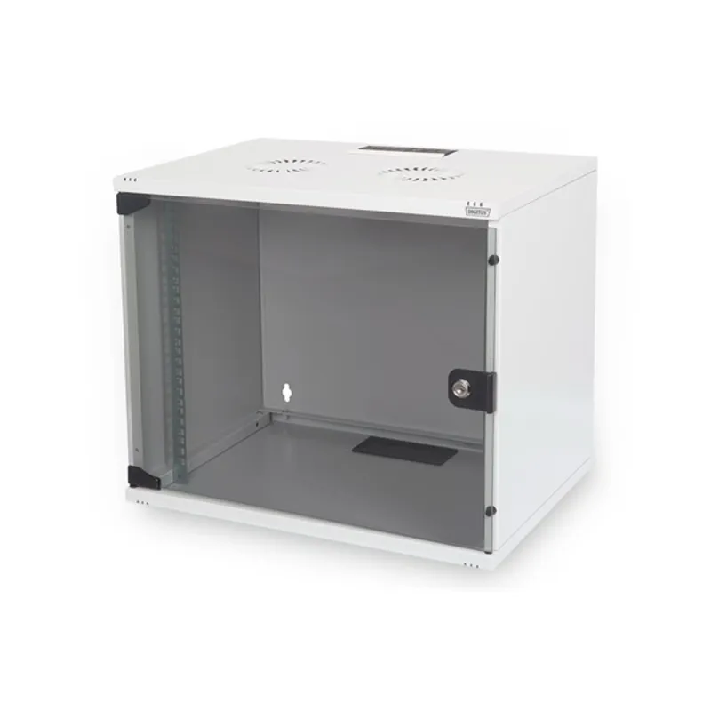 DIGITUS 19" 7U 370x540x400mm lapraszerelt üvegajtós szürke fali rack szekrény DIGITUS 19" 7U 370x540x400mm lapraszerelt üvegajtós szürke fali rack szekrény