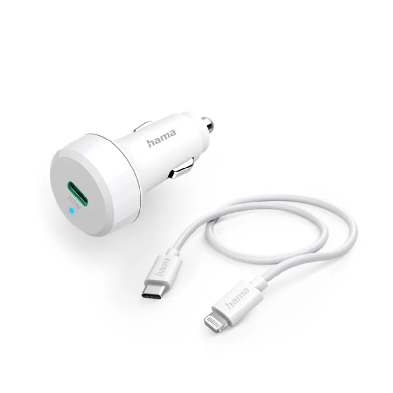 Hama Autós töltő - 201611 (Szivargyújtós, +USB-C to Lightning adatkábel, PD/QC, 20W, 1m, fehér) Hama Autós töltő - 201611 (Szivargyújtós, +USB-C to Lightning adatkábel, PD/QC, 20W, 1m, fehér)