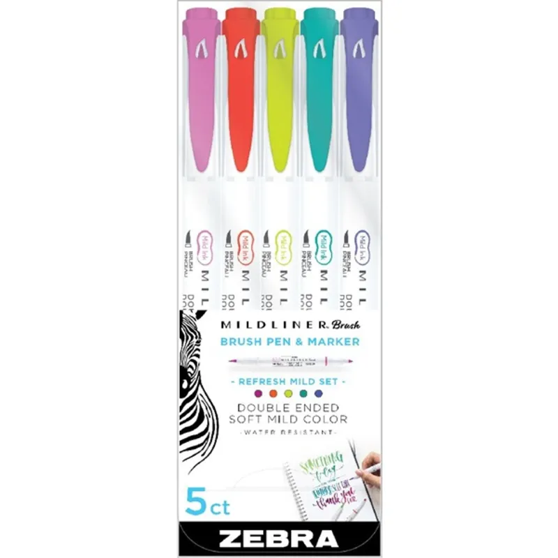Zebra Mildliner Brush Refresh 5db-os kettős végű ecset marker Zebra Mildliner Brush Refresh 5db-os kettős végű ecset marker