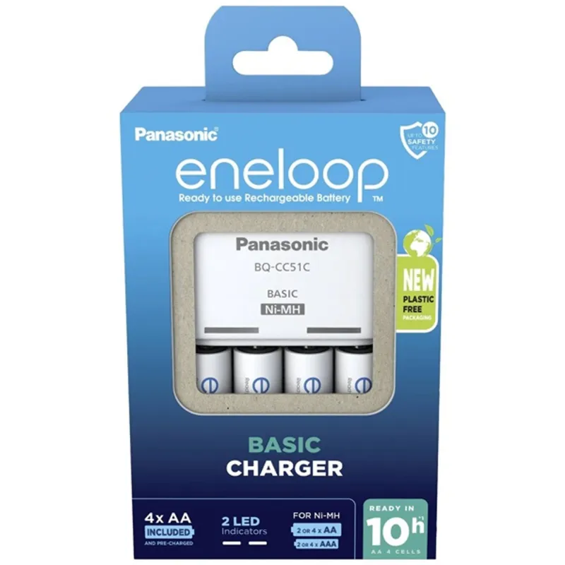 PANASONIC Eneloop Basic töltő + 4db 2000mAh AA elem PANASONIC Eneloop Basic töltő + 4db 2000mAh AA elem