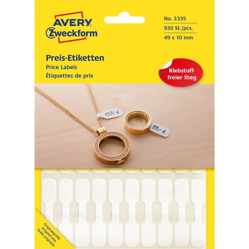 Avery 3335 49x10mm 930 db/csomag fehér kézzel írható árazó címke Avery 3335 49x10mm 930 db/csomag fehér kézzel írható árazó címke