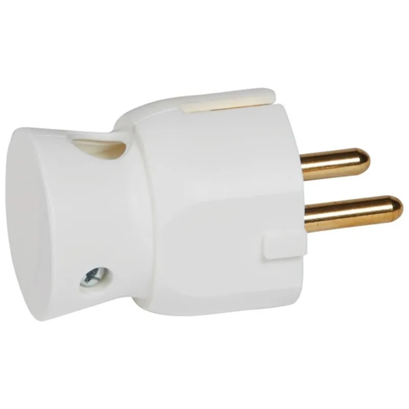 Legrand 050316 2P+F földelt oldalsó bekötésű fehér műanyag csatlakozódugó Legrand 050316 2P+F földelt oldalsó bekötésű fehér műanyag csatlakozódugó